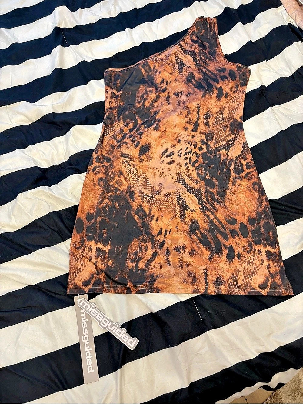 Missguided Animal Print Tank Top in Orange & Brown Size Medium NWT